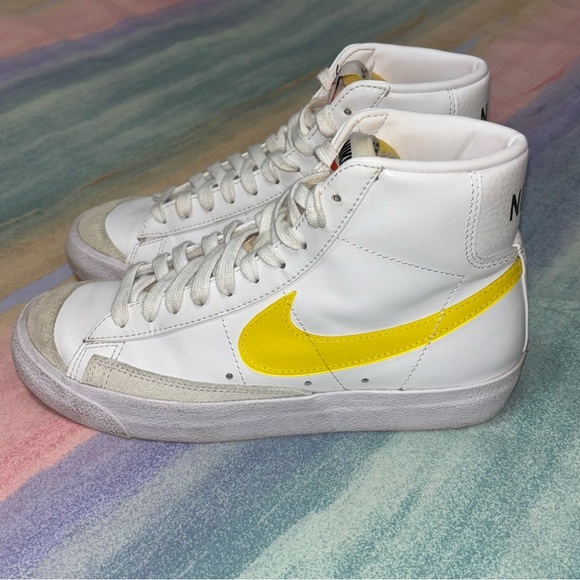 Nike White and Yellow High-Top Sneakers - Picture 2 of 8